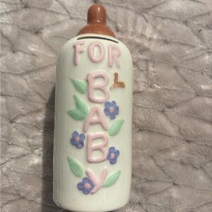 Ceramic Baby Bottle Decor with Floral Design